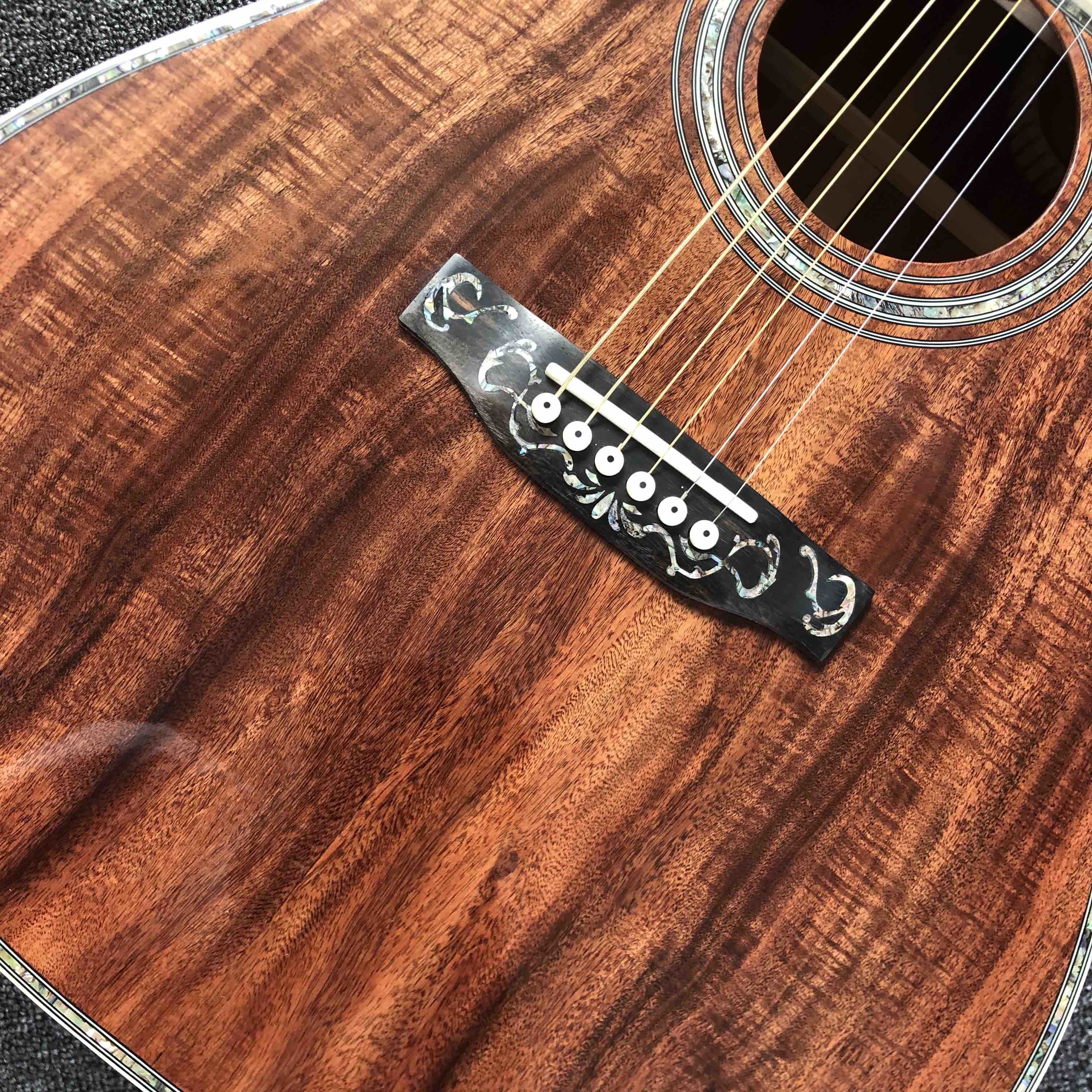 2020 New Handmade Cutaway Deluxe KOA Acoustic guitar solid koa wood with 100% all abalone inlay electric acoustic guitar