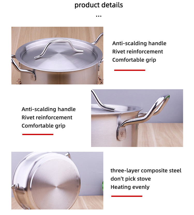 Factory Wholesale Stainless Steel Cooking Soup Stock Pot Thickened Compound Bottom Induction Korean Cookware Cooker Soup Pot