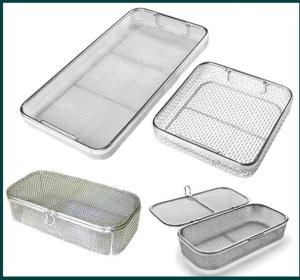 Wholesale Medical Grade Stainless Steel Mesh Tray With Drop Handles For Washing Or Sterilization from china suppliers