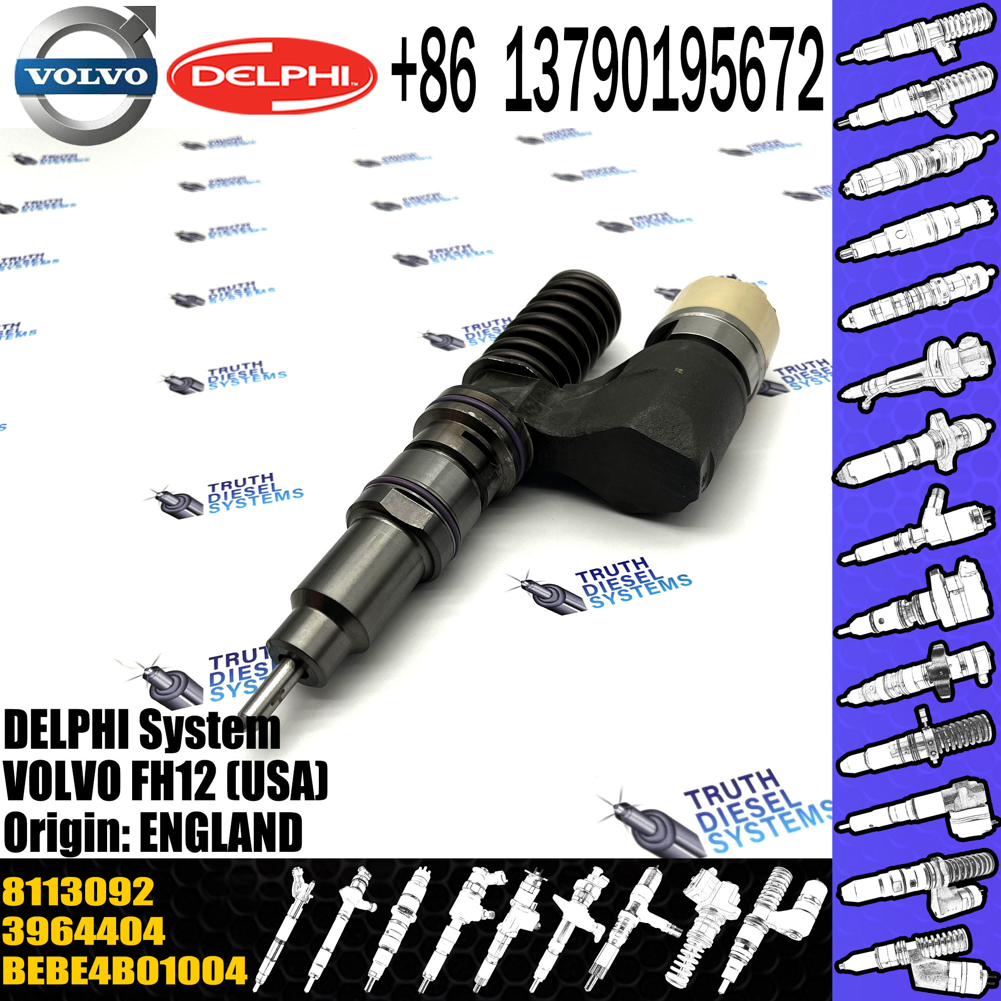High Quality Diesel Fuel Electronic Unit Injector BEBE4B01004 For FH12 3964404 8113092