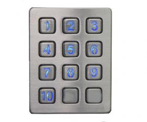 Wholesale Weather proof illuminated 12 keys stainless steel access door control keypad with CE cert from china suppliers