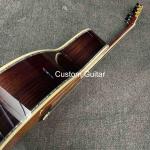 39" Solid Rosewood Back Side Acoustic Guitar Ebony Fretboard Abalone Inlays in