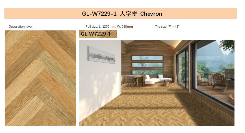 Herringbone Chevron Grain Stone SPC Rigid Vinyl 1220X183mm GKBM Greenpy GL-W7229-1
