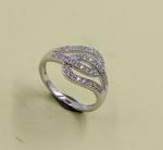 925 Sterling Silver Pave Set Cubic Zirconia Rings For Women Leaf Silver