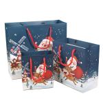 Durable Christmas Paper Gift Bags Offset Printing Cardboard Packaging Bags