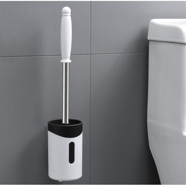 Stainless steel toilet brush no dead corner toilet brush long handle dead corner soft bristle brush household no-punch cleaning