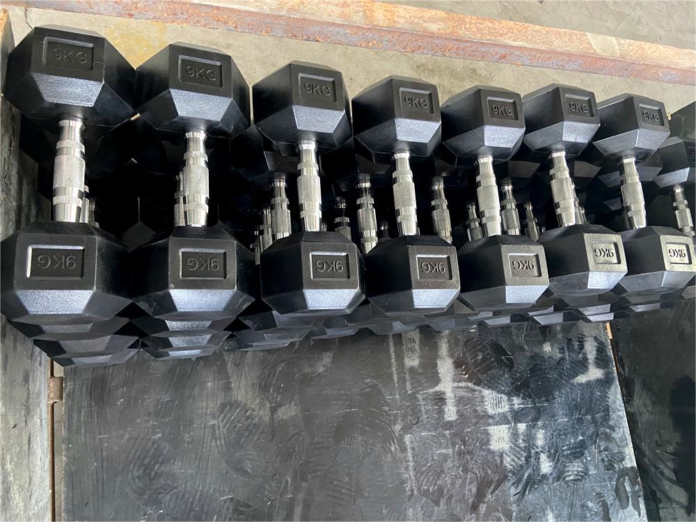 Wholesale Home Gym Fitness Equipment High Quality Hex Rubber Coated Dumbbells Various 5kg 10kg 15kg 20kg 25kg 30kg 40kg Arm