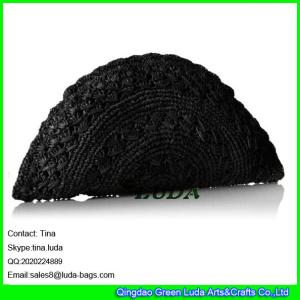 Wholesale LUDA ladies straw evening clutch navy blue crochet raffia straw handbag from china suppliers