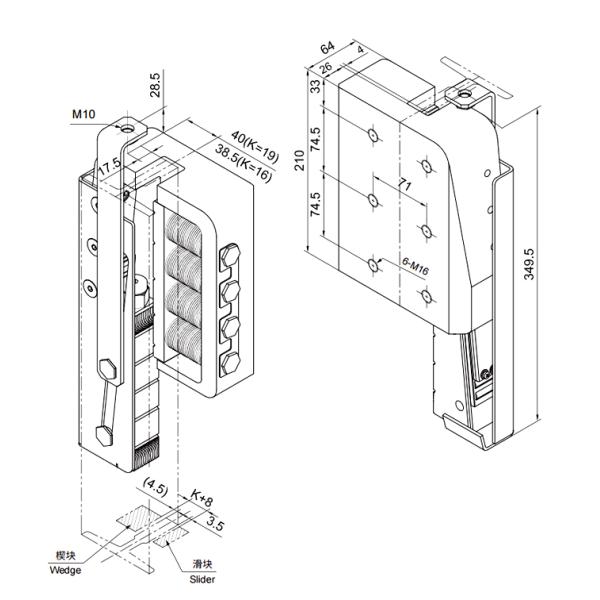 Progressive Elevator Safety Gear Reliable Overspeed Protection SN-SG-L22
