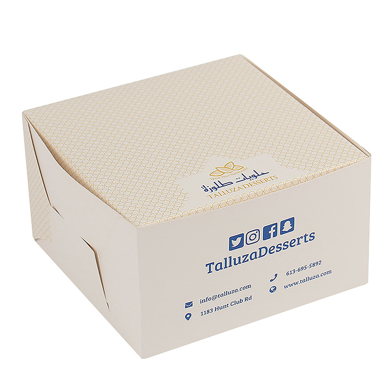 Food Grade Personalized Easy Folding Cardboard Take Away Custom Pastry Boxes Cookies Packaging