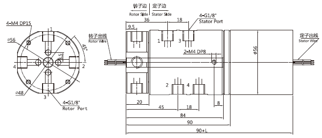 4 Channel Pneumatic Ethernet Rotary Joint Slip Ring 2A-800A