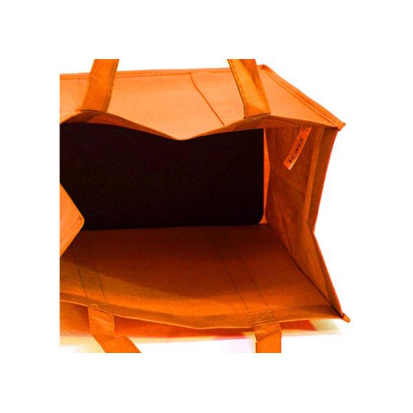 Orange Square Bottom Tote Bag Non Woven Polypropylene Shopping Bags