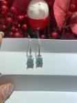 2.47ct Princess Cut Blue Lab Grown Diamond Studs 18k White Gold Studs