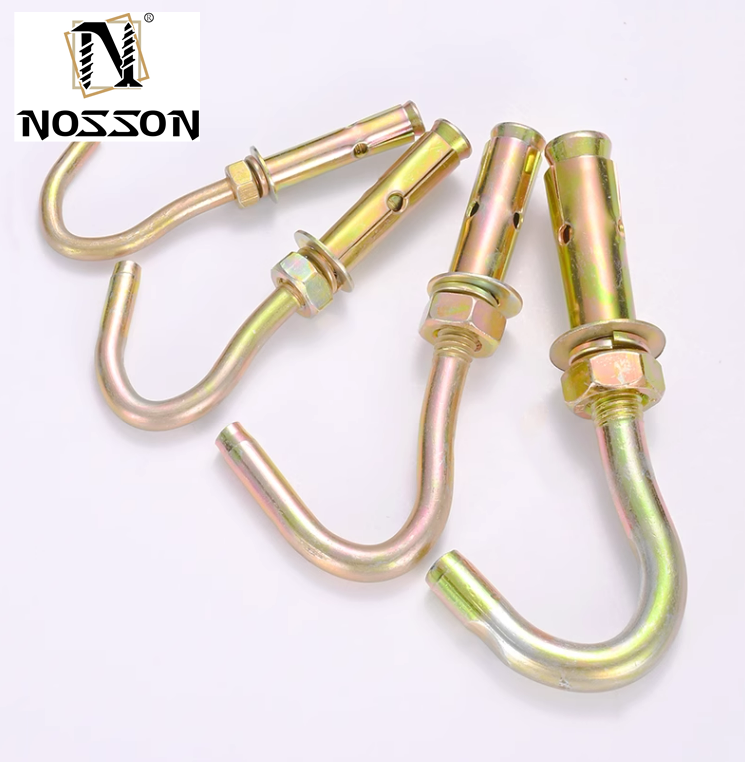 Longer Life TiCN Finish Metric Drop-in Expansion Anchor Hex Bolts with Nuts Bright Finish Carbon Steel Material
