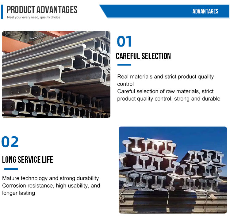 U71mn Qu70 Qu80 Qu100 Qu120 Non Alloy Head Hardened Rail Railroad Steel Track