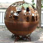 Round 600mm Corten Fire Bowl Backyard Portable