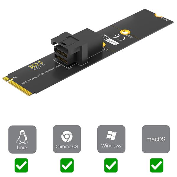 M.2 to SFF-8643 Adapter for NVMe SSD 32Gbps PCIe 3.0 x4