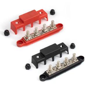 Wholesale Black Marine Grade Bus Bar 4 Studs Junction Block With Cover M8 Bolt from china suppliers