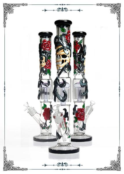 12 Arms Perc 18" Straight Glass Bongs Cooper Art On Pipes Custom Tobacco Tube
