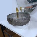 Unique Glass Vessel Basins Grey Bathroom Grey Crystal Vanity Countertop Round