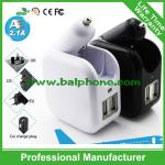 Manufacturer direct promotion portable 2 in 1 travel and car charger interchange