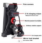 Telescopic Waterproof Bike Phone Stand , 5V 2A Phone Holder For Motorcycle