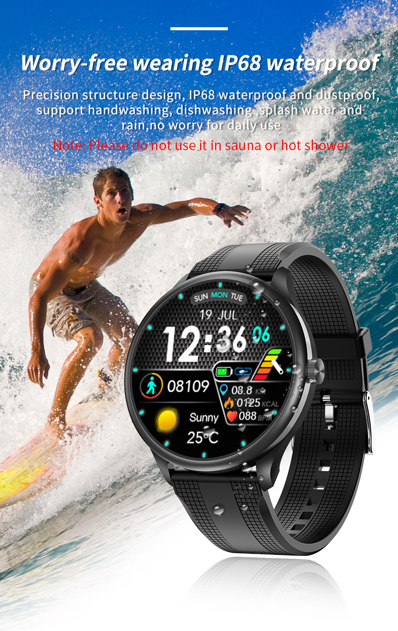 Music Player Men Wrist ECG Smart Watch 240*240 Screen 316L Stainless Steel Case