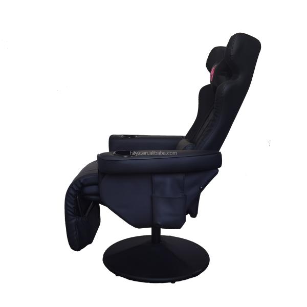 Office Gaming Chair with Cup Holder and Bluetooth Speakers in Racing Style PU Leather