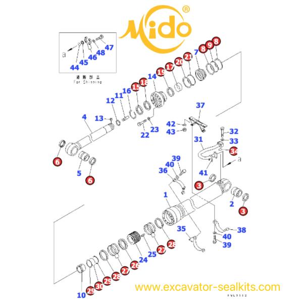 707-99-85350 7079985350 High Performance Komatsu Excavator Arm Hydraulic Cylinder Seal Kit PC2000-8