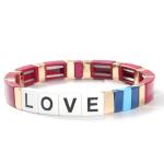 Adjustable Rainbow Enamel Tile Bracelet Love Letters For Gift