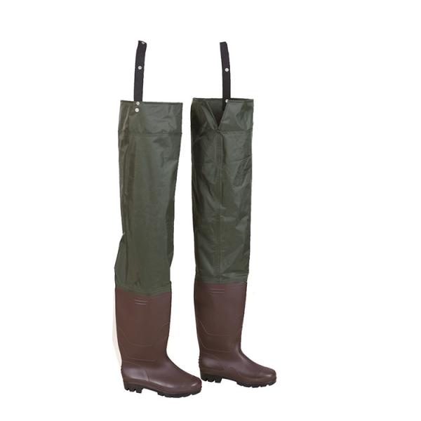 Green Fishing Waders with Adjustable Suspenders and Anti-slip Boots in Sizes 38