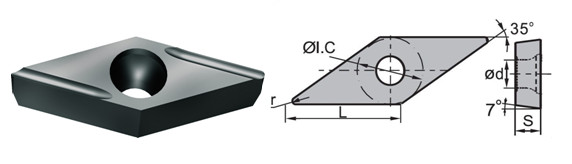 VCGT080201L-USF、VPGT080201L-USFS,pecial Shape Cnc Carbide Inserts / Long Life Tungsten Carbide Jaw Inserts