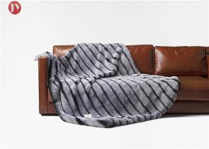 Wholesale Anti - Winkle Animal faux Fur Throw Blankets Custom Black discharge White stripes With customized Logo from china suppliers