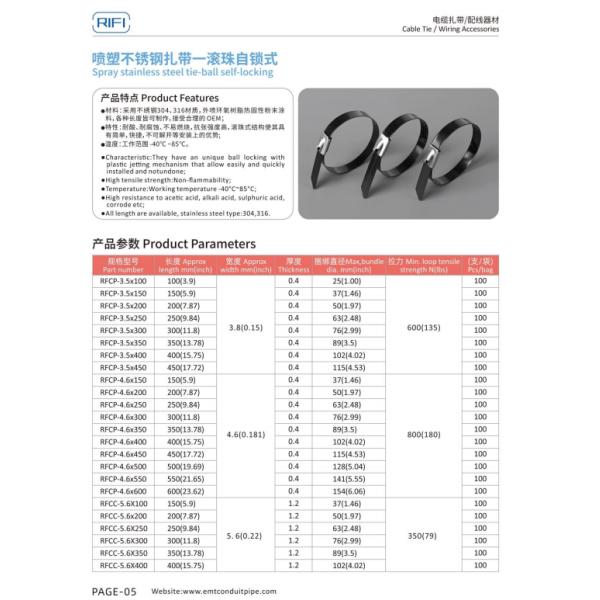 Stainless Steel 304,316 All Epoxy Coated Stainless Steel Ball Lock Type Cable Tie