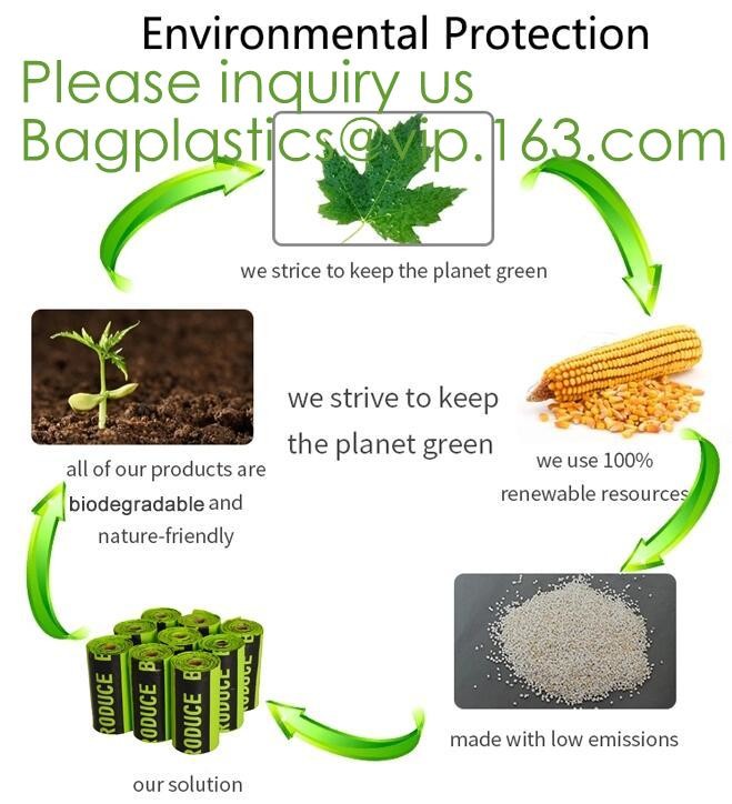 Eco friendly Compostable Biodegradable commercial bags,100% Environment Friendly Compostable Cornstarch Garbage Bags pac