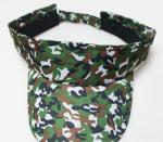Woodland Forest Camo Sun Visor Hat For Golf Tennis Metal Ring Closure / Woven