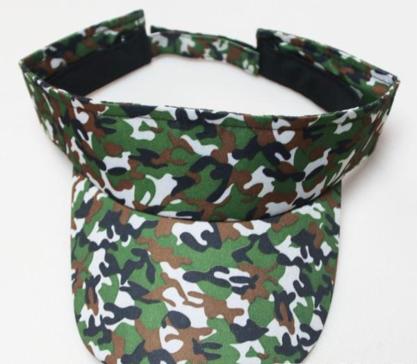 Woodland Forest Camo Sun Visor Hat For Golf Tennis Metal Ring Closure / Woven