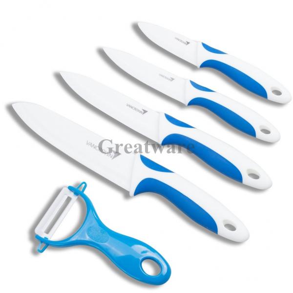Quality 5 Pieces Ceramic Knife with Peeler 6 /5 /4 /3 Inch for sale