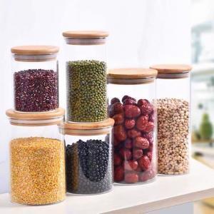 Wholesale Dry Fruit High Borosilicate Glass Storage Bottles Sustainable ODM Bamboo Lid from china suppliers