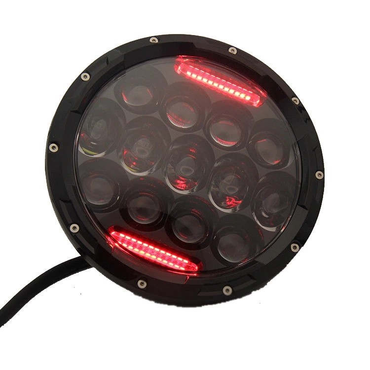 75W Auto Parts Halo 12V DRL 7 Inch Round Jeep Wrangler LED Headlight with Aluminum Die-cast Housing
