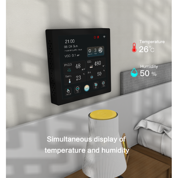 4 Inch Color Touchscreen Smart HVAC Controller With Real Time CO2 PM2.5 VOC Monitoring