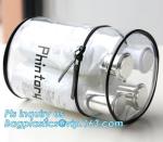 Stationery School PVC Pencil Bag, Barrel shaped travel cosmetic bag clear