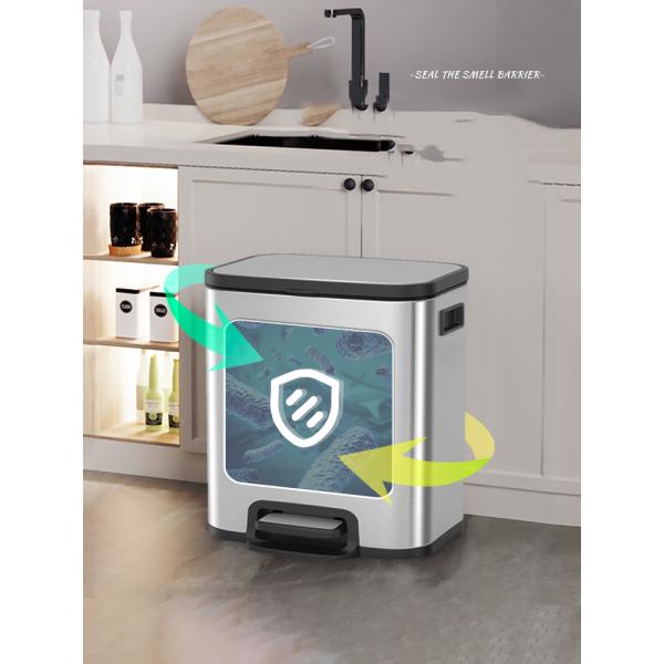 20L Home Stainless Steel Bucket Double Wall Stainless Steel Bucket Trash Can Waste Bin with Lid