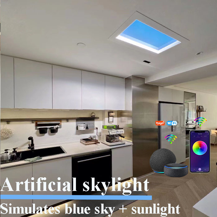 2ft skylight with 80W output and 500mm view simulates sunrises to sunsets via Zigbee and smart home apps