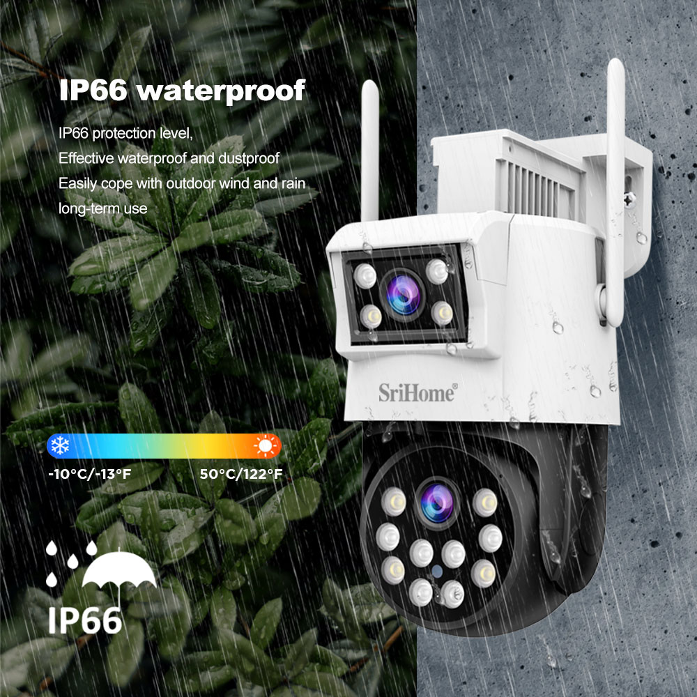 Home Security 2+2MP Dual Lens Outdoor Wireless Security WiFi CCTV PTZ IP Camera Video Dome PTZ Surveillance Camera