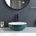 Polished Surface Counter Top Bathroom Sink Smooth Easily Maintain Round Ceramic