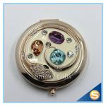 Shinny Gifts Custom Crystal Compact Mirror Handbag Small Round Shape Makeup