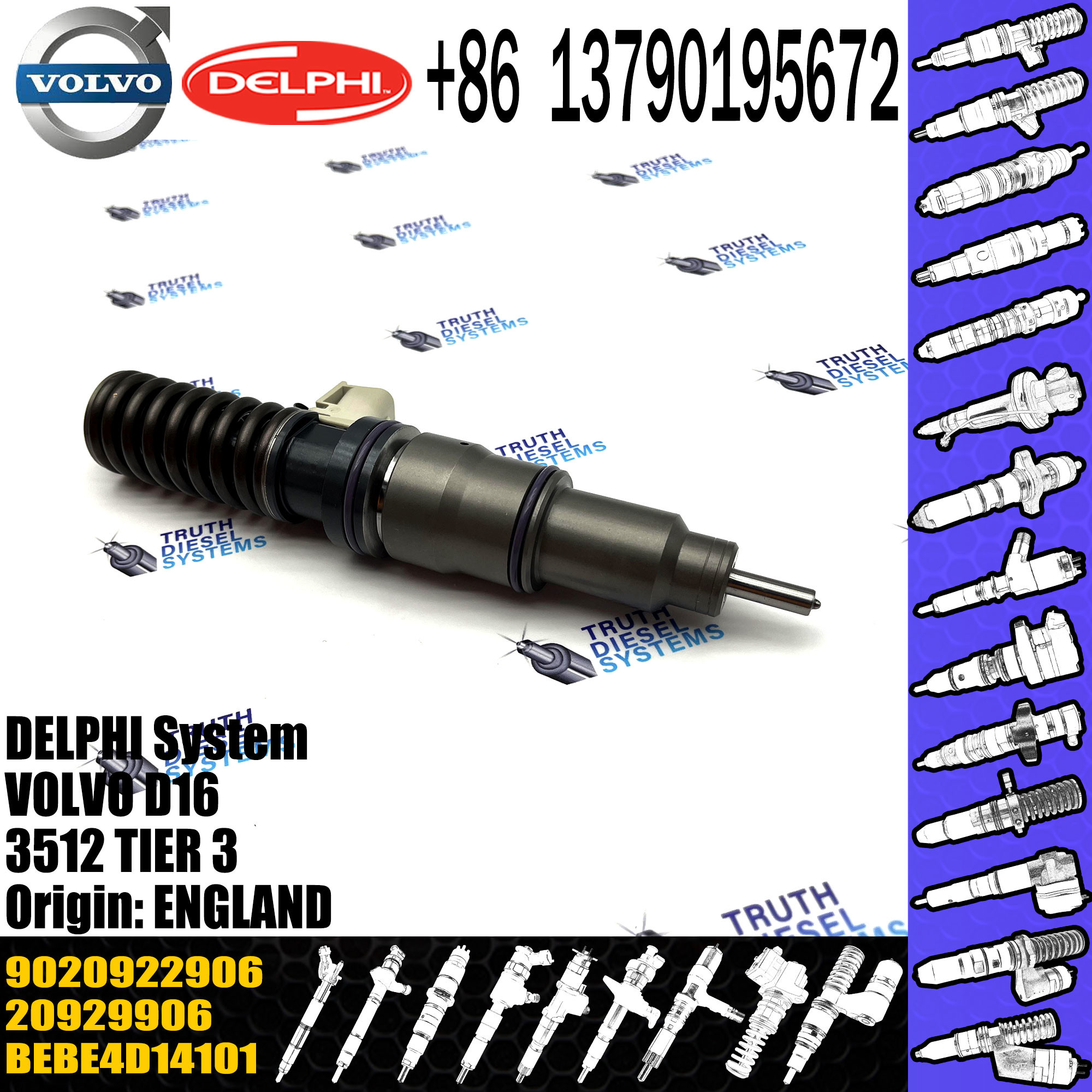 Diesel Engine Common Rail Fuel Injector 7485003043 7485003951 9020922906