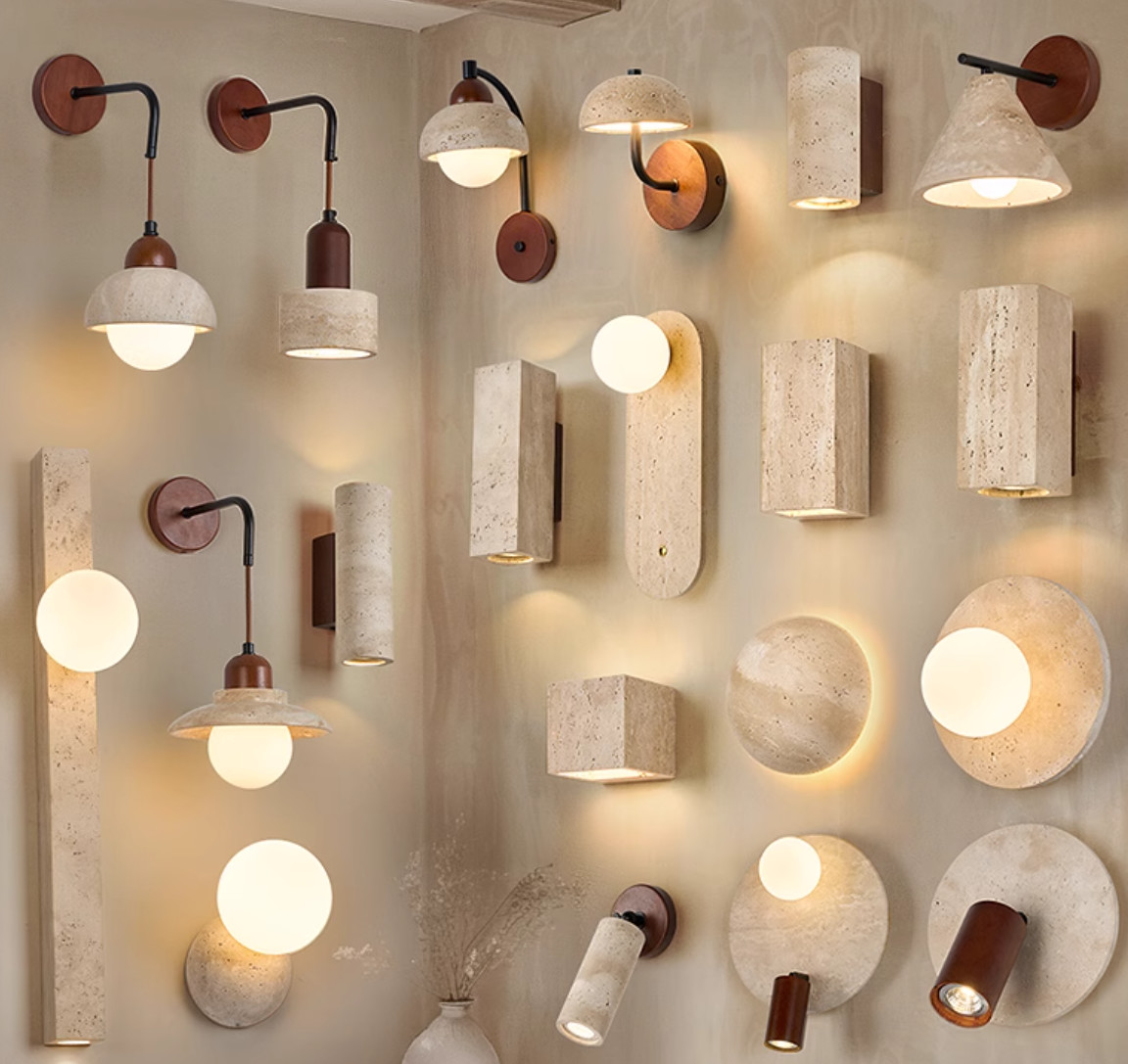 Yellow travertine wall lamp bedroom for home decorator interior stone wall lamp