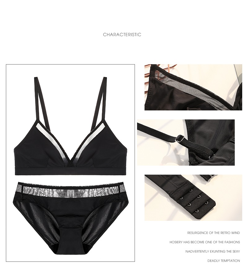 ODM Plus Size Bra Sets Strapless 18-35 Years Women'S Brief Sets Black Lingerie
